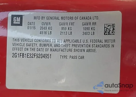 2015 Chevrolet Camaro 2Ls from USA, damaged, VIN 2G1FB1E32F9204951